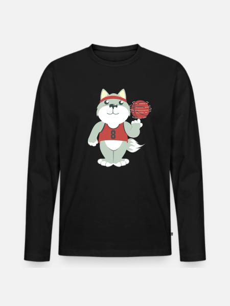 Basketball Wolf - Men's Premium Organic Long Sleeve Shirt - black
