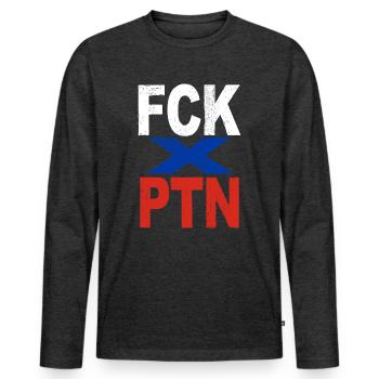 FCK PTN - T-shirt manches longues Premium bio Homme - anthracite chiné - Devant - Nico (187cm)
