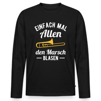 Posaunist Musiker Posaune Orchester Blasmusik - Männer Premium Bio Langarmshirt - Schwarz - Vorne - Nico (187cm)