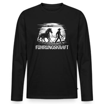 Führungskraft Pferd Reiten Geschenkidee Lustig - Männer Premium Bio Langarmshirt - Schwarz - Vorne - Nico (187cm)