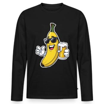 Banane Bier - Männer Premium Bio Langarmshirt - Schwarz - Vorne - Nico (187cm)