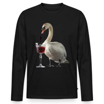 Schwan Wein - Männer Premium Bio Langarmshirt - Schwarz - Vorne - Nico (187cm)
