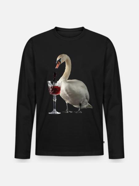 Schwan Wein - Männer Premium Bio Langarmshirt - Schwarz