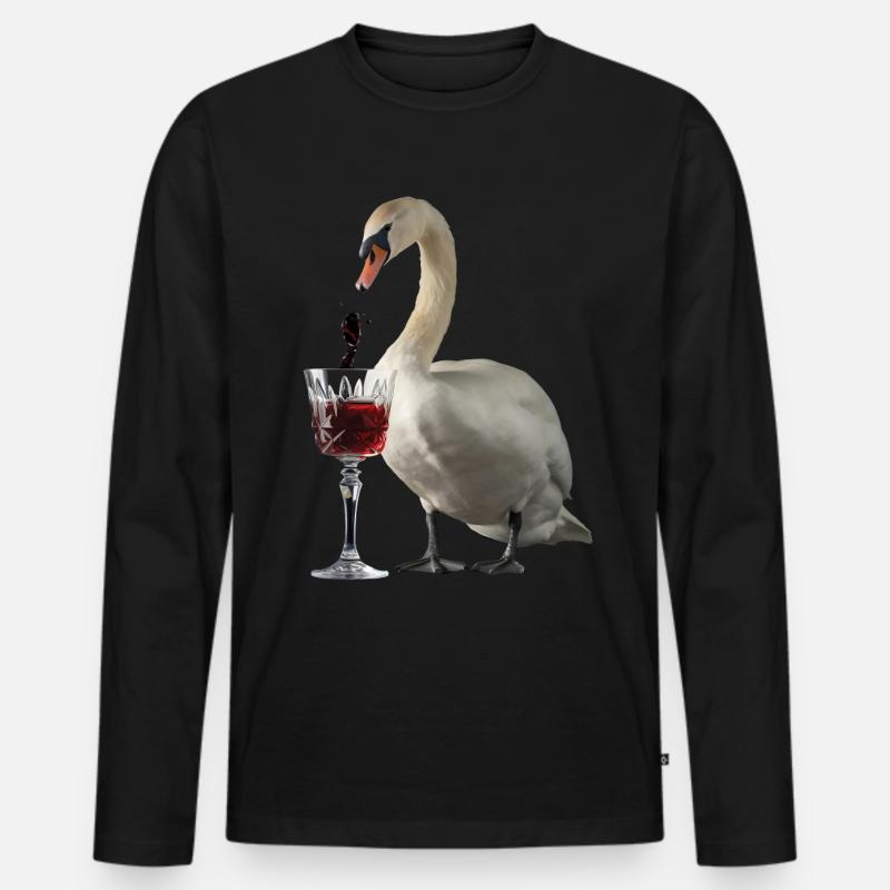 Schwan Wein - Männer Premium Bio Langarmshirt - Schwarz