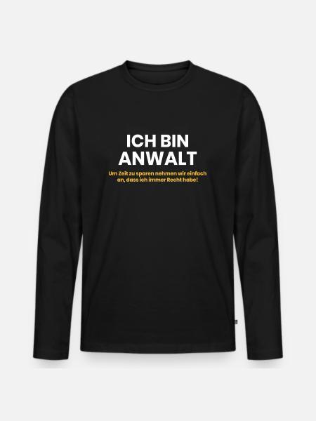 Ich bin Anwalt - Männer Premium Bio Langarmshirt - Schwarz