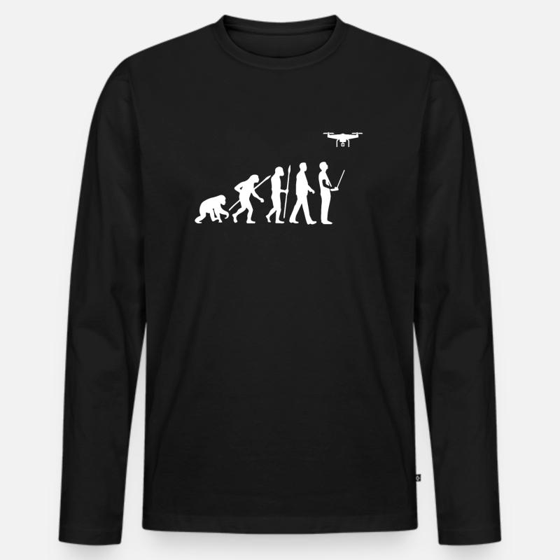Evolution Drohne - Männer Premium Bio Langarmshirt - Schwarz