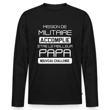 Militaire futur papa cadeau drôle fête des pères - T-shirt manches longues Premium bio Homme - noir - Devant - Nico (187cm)