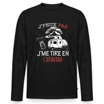 Camping, caravane, je me tire en caravane - T-shirt manches longues Premium bio Homme - noir - Devant - Nico (187cm)