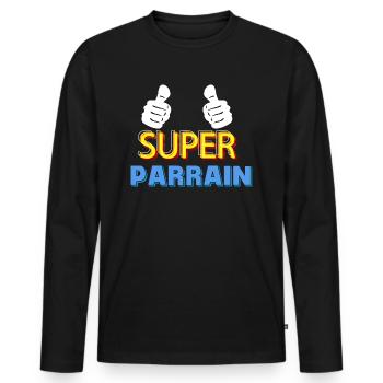Super Parrain De La Part Des Filleuls Neveux - T-shirt manches longues Premium bio Homme - noir - Devant - Nico (187cm)