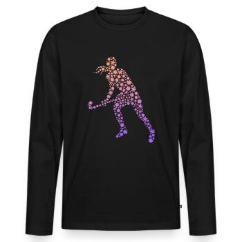Joueur de hockey Joueur de hockey sur gazon - T-shirt manches longues Premium bio Homme - noir - Devant - Nico (187cm)