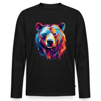 Colorful bear paint blobs paint splashes - Men's Premium Organic Long Sleeve Shirt - black - Front - Nico (187cm)