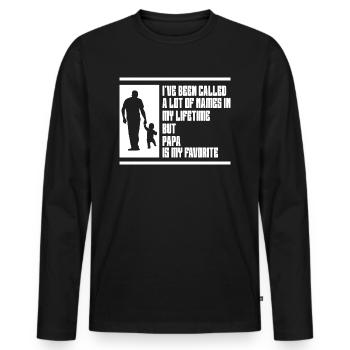 Idée de cadeau papa père fils appelé beaucoup de noms - T-shirt manches longues Premium bio Homme - noir - Devant - Nico (187cm)