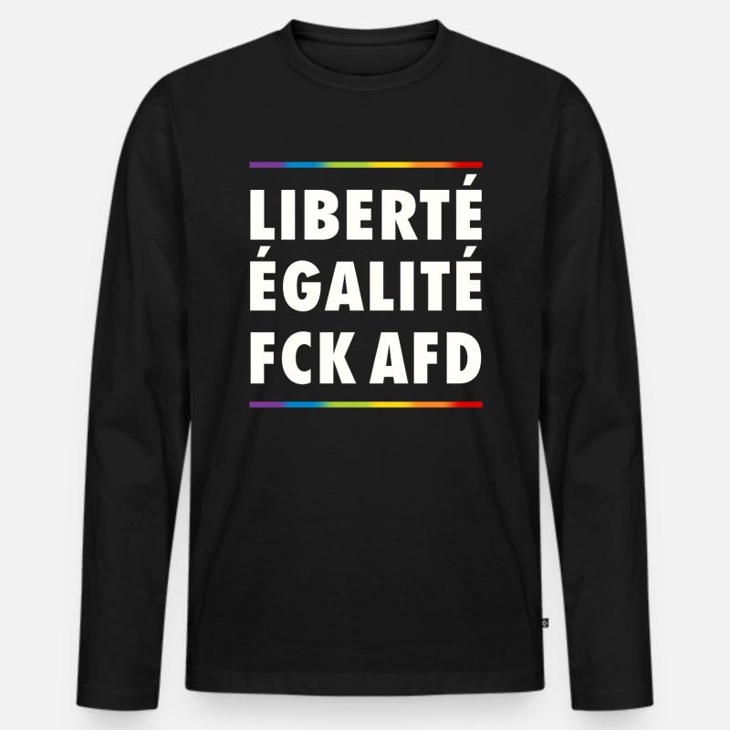 Antifaschistisches Statement Protest FCK AfD - Männer Premium Bio Langarmshirt - Schwarz