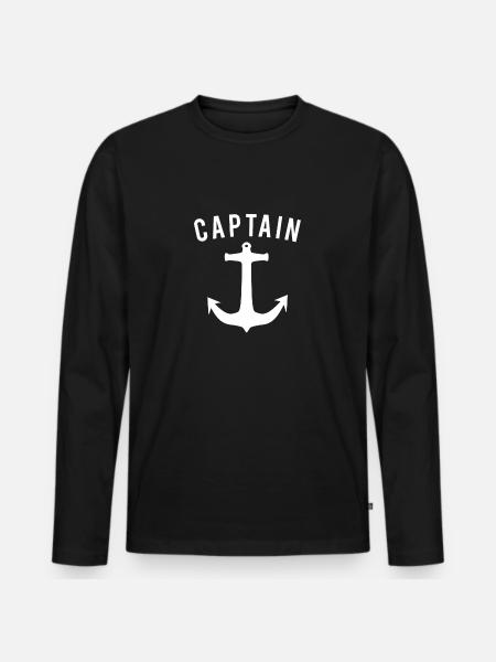 KAPITÄN UND ANKER DESIGN! GESCHENKIDEE - Männer Premium Bio Langarmshirt - Schwarz