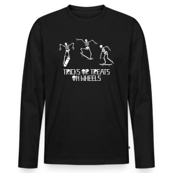 Halloween Skateboard Tricks Or Treats On Wheels - Männer Premium Bio Langarmshirt - Schwarz - Vorne - Nico (187cm)