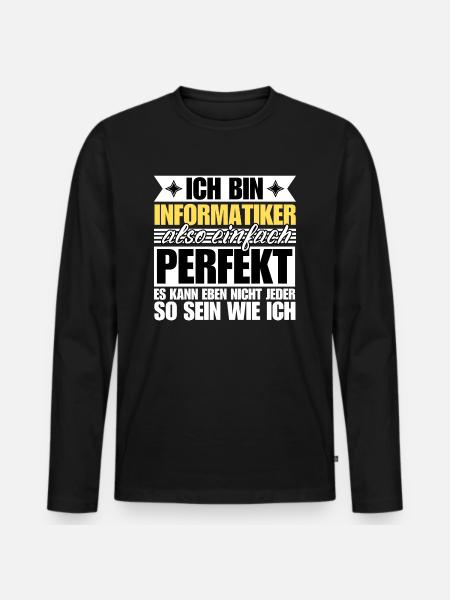 Perfekter Informatiker - Männer Premium Bio Langarmshirt - Schwarz