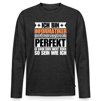 Perfekter Informatiker - Männer Premium Bio Langarmshirt - Anthrazit meliert - Vorne - Nico (187cm)