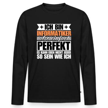 Perfekter Informatiker - Männer Premium Bio Langarmshirt - Schwarz - Vorne - Nico (187cm)