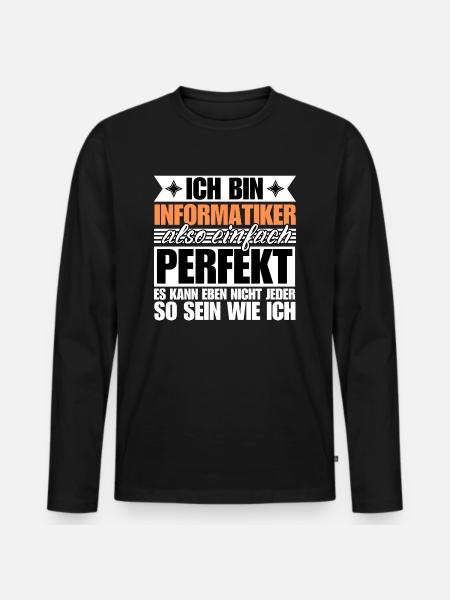 Perfekter Informatiker - Männer Premium Bio Langarmshirt - Schwarz