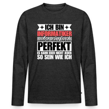 Perfekter Informatiker - Männer Premium Bio Langarmshirt - Anthrazit meliert - Vorne - Nico (187cm)