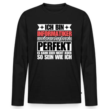 Perfekter Informatiker - Männer Premium Bio Langarmshirt - Schwarz - Vorne - Nico (187cm)