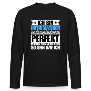 Perfekter Informatiker - Männer Premium Bio Langarmshirt - Schwarz - Vorne - Nico (187cm)