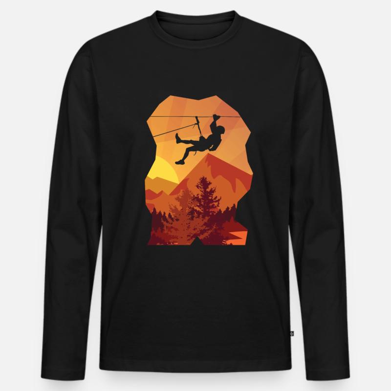 Hängender Kletterer - Männer Premium Bio Langarmshirt - Schwarz