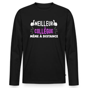 Meilleure Collègue Meme à Distance - T-shirt manches longues Premium bio Homme - noir - Devant - Nico (187cm)