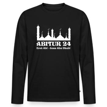 ABITUR 24 - ABI 2024 - ABITURIENT - ABU DHABI - AK - Männer Premium Bio Langarmshirt - Schwarz - Vorne - Nico (187cm)