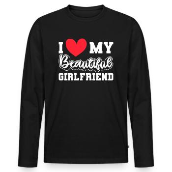 Paare Liebe Herz Freund Geschenkidee Beziehung - Männer Premium Bio Langarmshirt - Schwarz - Vorne - Nico (187cm)