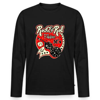 Rockabilly Music Retro 50s Sock Hop Dance Rockers - Men's Premium Organic Long Sleeve Shirt - black - Front - Nico (187cm)