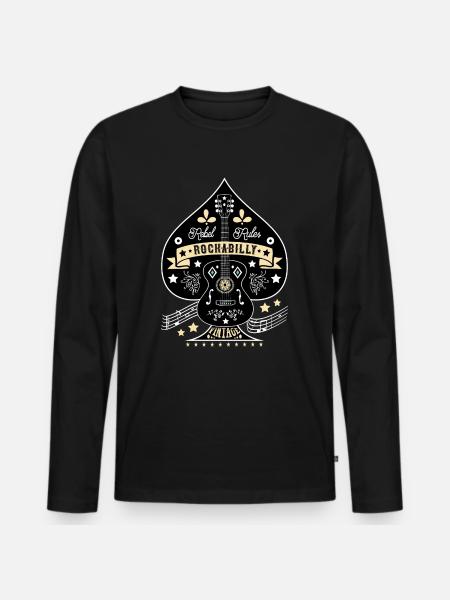 Rockabilly Vintage Rock N Roll Music Sock Hop - Men's Premium Organic Long Sleeve Shirt - black