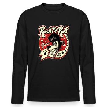 Rockabilly Vintage Rock N Roll Musik Sock Hop - Männer Premium Bio Langarmshirt - Schwarz - Vorne - Nico (187cm)