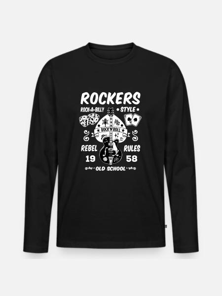 Rockabilly Vintage Rocker Rock N Roll Music - Men's Premium Organic Long Sleeve Shirt - black