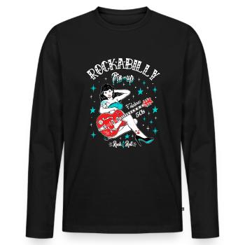 Rockabilly Vintage Rocker Rock N Roll Pinup - T-shirt manches longues Premium bio Homme - noir - Devant - Nico (187cm)