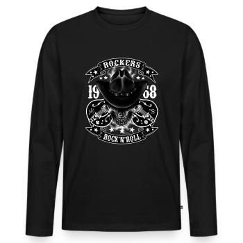 Rockabilly Vintage Rocker Rock N Roll Psychobilly - T-shirt manches longues Premium bio Homme - noir - Devant - Nico (187cm)