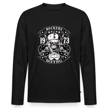Rockabilly Vintage Rocker Rock N Roll Psychobilly - T-shirt manches longues Premium bio Homme - noir - Devant - Nico (187cm)