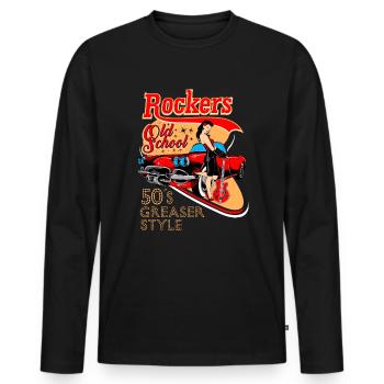 Rockabilly Vintage Rocker Rock N Roll Pinup - T-shirt manches longues Premium bio Homme - noir - Devant - Nico (187cm)