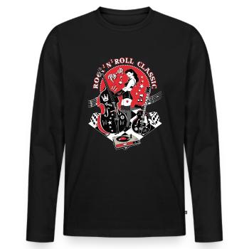 Rockabilly Vintage Rocker Rock N Roll Pinup - T-shirt manches longues Premium bio Homme - noir - Devant - Nico (187cm)
