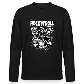 Rockabilly Oldtimer Rocker Rock N Roll - Männer Premium Bio Langarmshirt - Schwarz - Vorne - Nico (187cm)