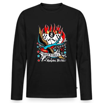 Rockabilly Memphis Tennessee 50s Rock and roll - Men's Premium Organic Long Sleeve Shirt - black - Front - Nico (187cm)