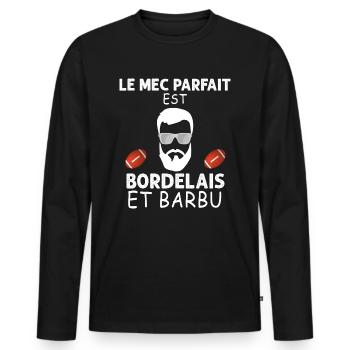 Le Bordelais Parfait Existe C'est Le Mien - T-shirt manches longues Premium bio Homme - noir - Devant - Nico (187cm)