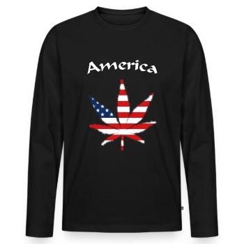 Weed USA America Ganja - Männer Premium Bio Langarmshirt - Schwarz - Vorne - Nico (187cm)