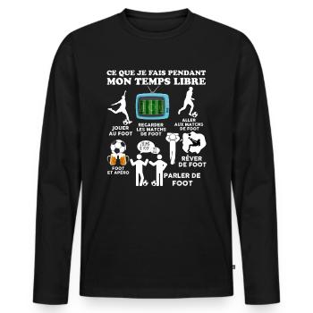 Foot Temps Libre Passion Football Cadeau Original - T-shirt manches longues Premium bio Homme - noir - Devant - Nico (187cm)