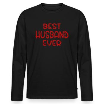 Saint-Valentin Mari meilleur mari de tous les temps - T-shirt manches longues Premium bio Homme - noir - Devant - Nico (187cm)