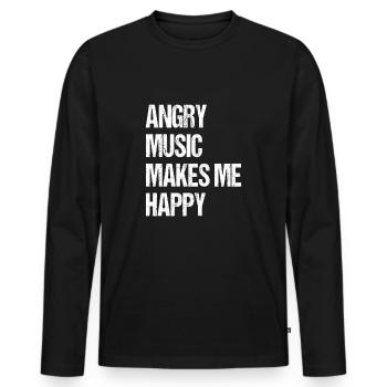 Angry Music Makes Me Happy Metal Music Metalhead - Männer Premium Bio Langarmshirt - Schwarz - Vorne - Nico (187cm)