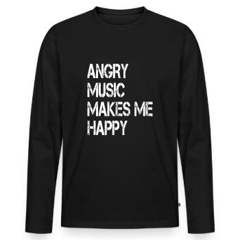 Angry Music Makes Me Happy Metal Music Metalhead - Männer Premium Bio Langarmshirt - Schwarz - Vorne - Nico (187cm)