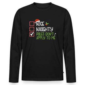 Noël Noël Humour Drôle Drôle Dicton - T-shirt manches longues Premium bio Homme - noir - Devant - Nico (187cm)