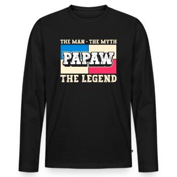Papa Vater Opa Geschenkidee Papaw Spruch Retro - Männer Premium Bio Langarmshirt - Schwarz - Vorne - Nico (187cm)