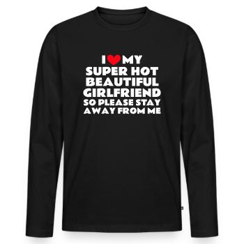 Ich Liebe Meine Freundin Paare Freund Geschenkidee - Männer Premium Bio Langarmshirt - Schwarz - Vorne - Nico (187cm)